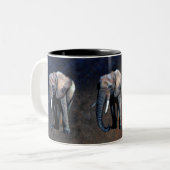 アフリカ象の野生動物サポーター飲むマグカップ ツートーンマグカップ (正面左)