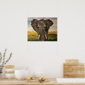 アフリカ象絵画象のプリントポスター ポスター (キッチン)