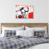 アフリカ赤と白ステンシルの色あせたグラフィティ キャンバスプリント (インサイチュ (寝室))