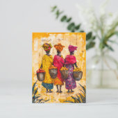 アフリカ運人女性の果物と野菜 ポストカード (スタンド正面)