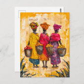 アフリカ運人女性の果物と野菜 ポストカード (正面/裏面)