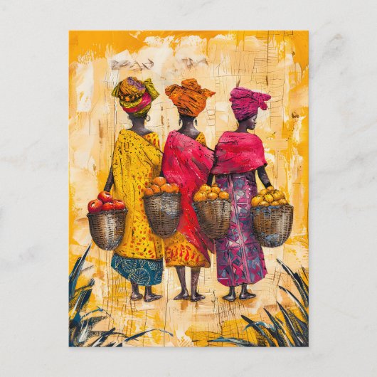 アフリカ運人女性の果物と野菜 ポストカード (正面)