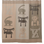 アフリカ部族姿記号デザイン シャワーカーテン (正面)