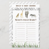 アフリカ野生の赤ちゃんシャワーゲーム印刷 (正面/裏面)