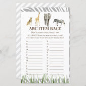 アフリカ野生の赤ちゃんシャワーゲーム印刷 (正面/裏面)