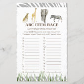 アフリカ野生の赤ちゃんシャワーゲーム印刷 (正面)