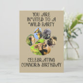 アフリカ野生動物のパワプリントコラージュ招待状 招待状 (スタンド正面)