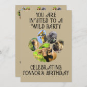 アフリカ野生動物のパワプリントコラージュ招待状 招待状 (正面/裏面)