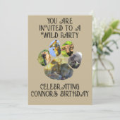 アフリカ野生動物のパワプリントコラージュ招待状 招待状 (スタンド正面)