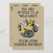 アフリカ野生動物のパワプリントコラージュ招待状 招待状 (正面/裏面)