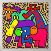 アフリカ野生動物アートポスター ポスター (正面)