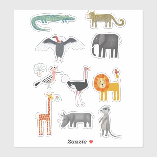 アフリカ野生動物サファリ動物 シール (シート)