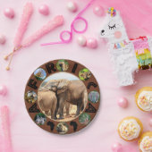 アフリカ野生動物サークルコラージエレファントレスト ペーパープレート (パーティー)