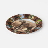 アフリカ野生動物サークルコラージエレファントレスト ペーパープレート (アングル)