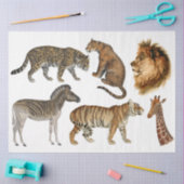 アフリカ野生動物ライオンLeopardヴィンテージデコパージュ 薄葉紙 (クラフト)