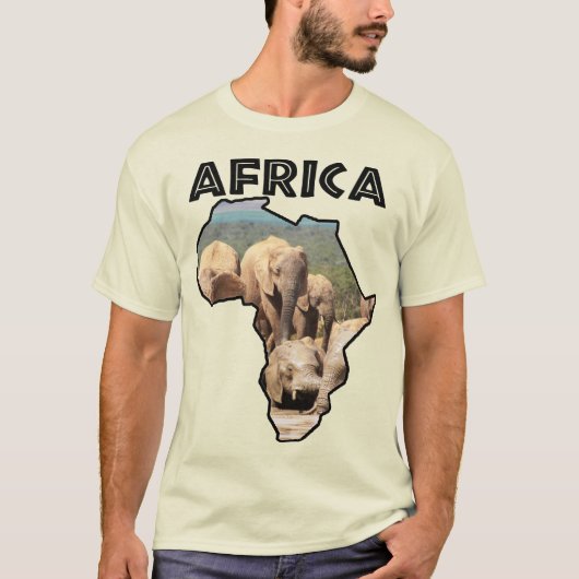 アフリカ野生動物地図エレファントスイムTシャツ Tシャツ (正面)