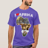 アフリカ野生動物地図コラージュTシャツ大好き Tシャツ (正面)