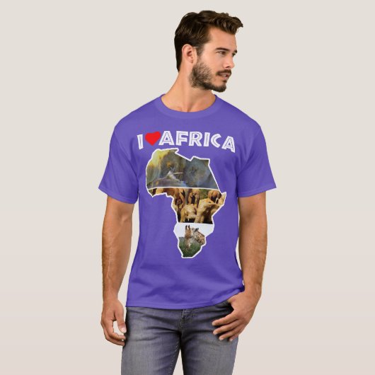 アフリカ野生動物地図コラージュTシャツ大好き Tシャツ (正面フル)