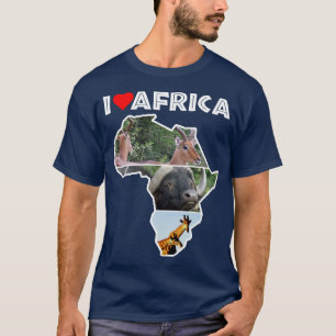 アフリカ野生動物地図コラージュTシャツ大好き Tシャツ