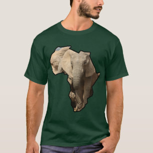 アフリカ野生動物大陸象の母と子牛 Tシャツ