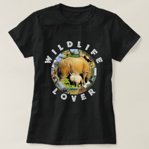 アフリカ野生動物愛好家サイの子牛 Tシャツ