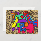 アフリカ野生動物芸術はがき ポストカード (正面/裏面)