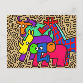アフリカ野生動物芸術はがき ポストカード