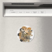 アフリカ野生生物キリン抽象芸術絵を描(ばちゃばちゃ)跳ねる マグネット (インサイチュ (食洗機))