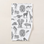 アフリカ野生生物デザインタオル バスタオルセット (ハンドタオル)