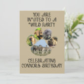 アフリカ野生生物ポープリントコラージュカスタム文字 招待状 (スタンド正面)