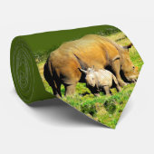アフリカ野生生物写真撮影Rhino Mother & Calf ネクタイ (ロール)