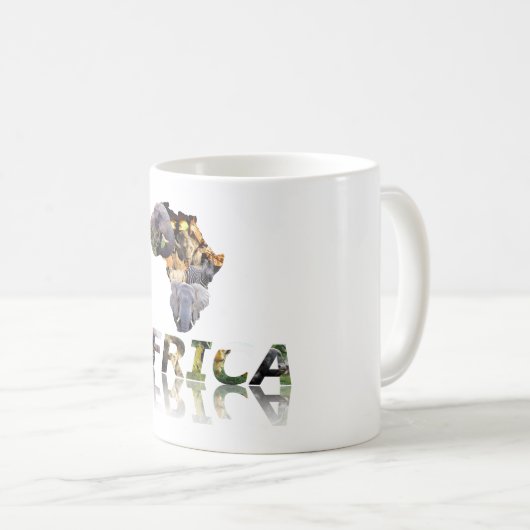 アフリカ野生生物大陸アフリカコラージュ鏡 コーヒーマグカップ (正面右)
