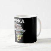 アフリカ野生生物大陸白コラージュ コーヒーマグカップ (正面右)