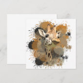 アフリカ野生生物　キリン　抽象絵画　ペイントスプラッタ (正面/裏面)