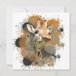 アフリカ野生生物 キリン 抽象絵画 ペイントスプラッタ