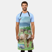 アフリカ野生生物:サバンナ水彩壁紙。 エプロン (着用した状態)