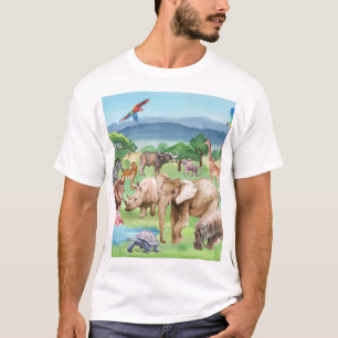 アフリカ野生生物:サバンナ水彩壁紙。 Tシャツ