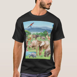 アフリカ野生生物:サバンナ水彩壁紙。 Tシャツ