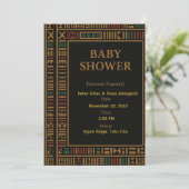 アフリカ金ゴールドケンテベビーシャワー招待状カード 招待状 (スタンド正面)