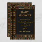 アフリカ金ゴールドケンテベビーシャワー招待状カード 招待状 (正面/裏面)