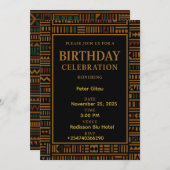 アフリカ金ゴールドケンテ誕生日招待状 招待状 (正面/裏面)