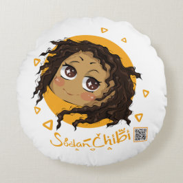 アフリカ風かわいいちびキャラ女子 ラウンドクッション