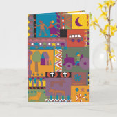 アフリカ風トライバルアート カード (黄色い花)