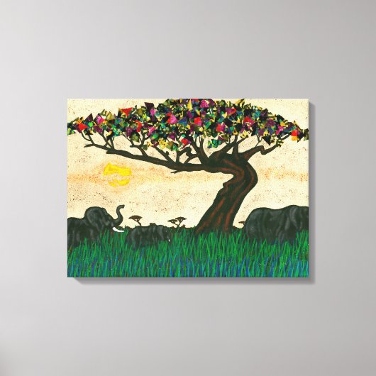 アフリカ飛行機の象 キャンバスプリント (正面)