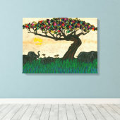 アフリカ飛行機の象 キャンバスプリント (インサイチュ (ウッドフロア))