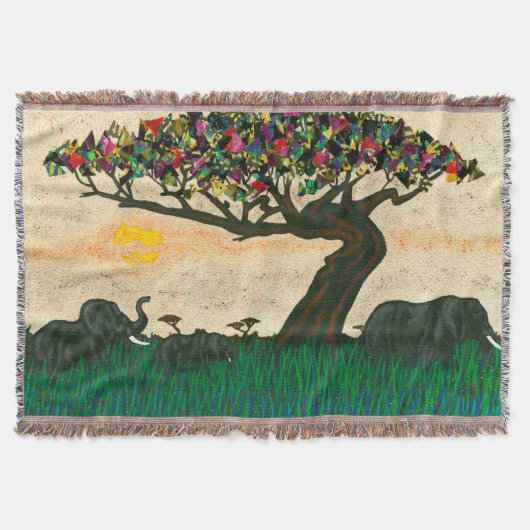 アフリカ飛行機の象 スローブランケット (正面)