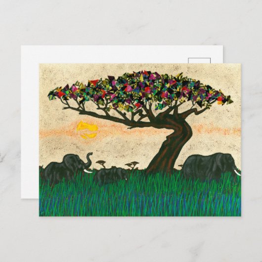 アフリカ飛行機の象 ポストカード (正面/裏面)