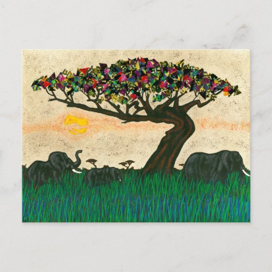 アフリカ飛行機の象 ポストカード (正面)