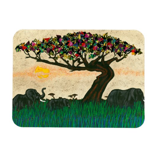 アフリカ飛行機の象 マグネット (横)