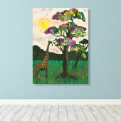 アフリカ飛行機キリン キャンバスプリント (インサイチュ (ウッドフロア))